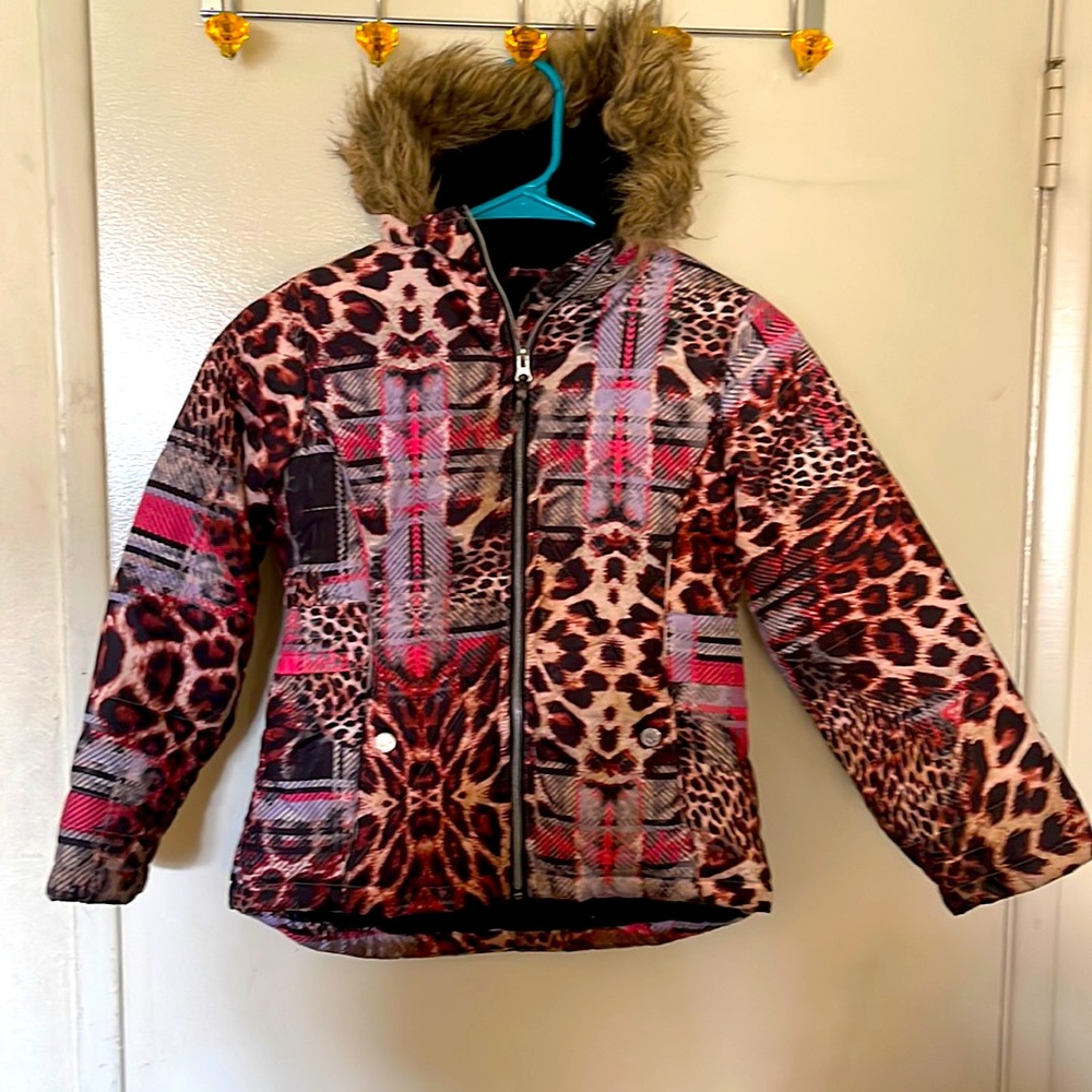 Hawke & Co. kids Jacket multi-print faux fur hood 💕